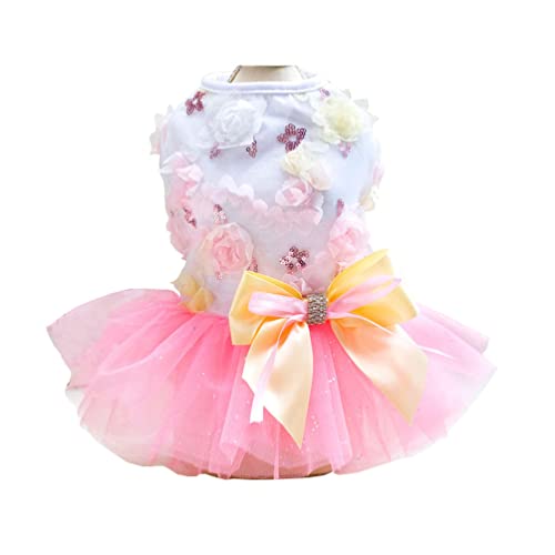 SMALLLEE_LUCKY_STORE Tutu-Kleid für Hündinnen mit Blumenmotiv, für kleine Hunde, Katzen, Mädchen, Geburtstagsparty, Kostüm, Haustierbekleidung von smalllee_lucky_store