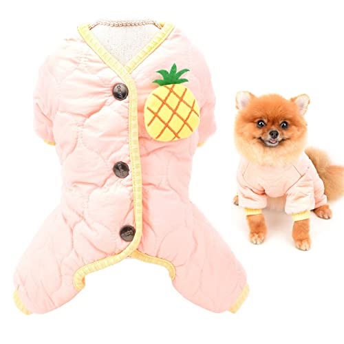 SMALLLEE_Lucky_Store Niedliche Ananas-Haustier-Wintermantel Schneeanzug Jumpsuit für kleine Hunde Katzen wasserdicht Welpen Chihuahua Yorkie Fleece warmes kaltes Wetter Kleidung, Rosa, XXL von smalllee_lucky_store