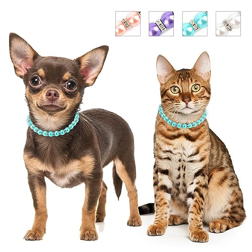 SMALLLEE_LUCKY_STORE Niedliche Hundehalsketten mit Kunstperlen und Strasssteinen, für Katzen, Welpen, kleine Hunde, Mädchen, Haustierhalsband, Schmuck für Hochzeit, Party, Geburtstag, von smalllee_lucky_store