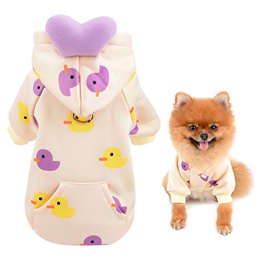 SMALLLEE_LUCKY_Store Niedlich Küken Welpe Fleece Hoodie Sweatshirt Pullover Pullover mit D-Ring für kleine Hunde Katzen, Yorkie Chihuahua Kätzchen warme Herbst-Winterkleidung, lila, XXL von smalllee_lucky_store