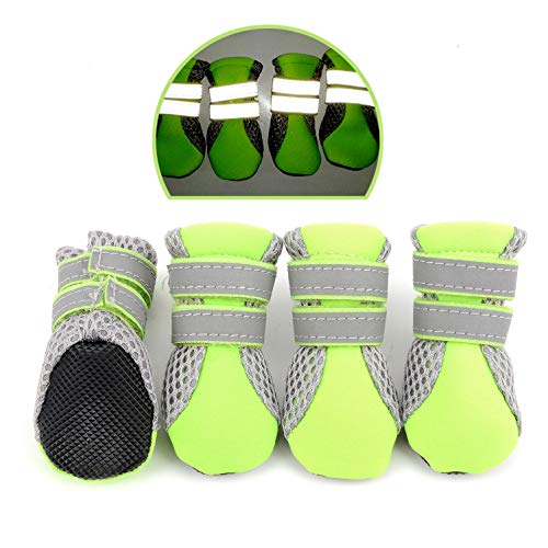 SMALLLEE_LUCKY_STORE Sommer Air Mesh HundeSchuhe Stiefel Anti-Rutsch Pfotenschutz für Kleine Mittlere Hunde Grün XL von smalllee_lucky_store