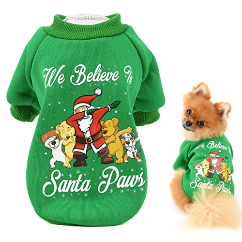 SMALLLEE_LUCKY_STORE Weihnachtspullover für Hunde, Weihnachtsmann-Party, Sweatshirt für Welpen, kleine Hunde, Katzen, Chihuahua von smalllee_lucky_store