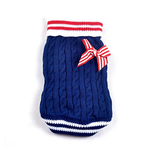 SMALLLEE_LUKCY_Store Hunde Katzen Pullover Strickjacke Winter Kleidung für Kleine Hunde Katzen Welpen Kätzchen Chihuahua Mops Französische Bulldogge Blau M von smalllee_lucky_store