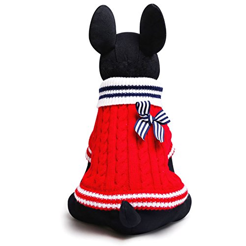 SMALLLEE_LUKCY_Store Hunde Katzen Pullover Strickjacke Winter Kleidung für Kleine Hunde Katzen Welpen Kätzchen Chihuahua Mops Französische Bulldogge Rot XXS von smalllee_lucky_store