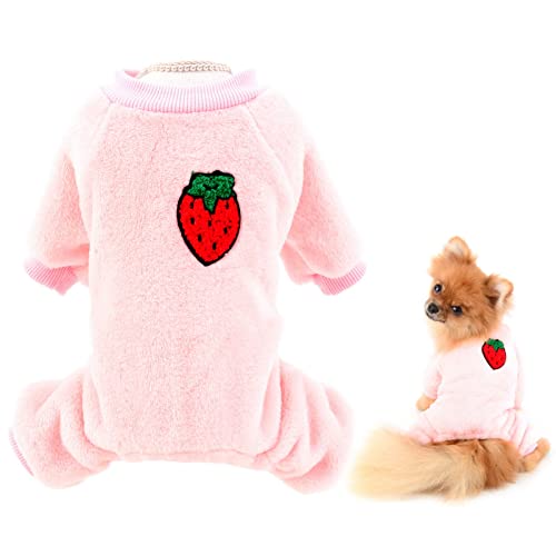 SMALLLEE_LUCKY_STORE Fleece-Schlafanzug für kleine Hunde und Katzen, niedliches Früchtendesign, kleine Hunde Katzen Welpen Pullover Mantel, Yorkie Chihuahua warme Winterkleidung von smalllee_lucky_store