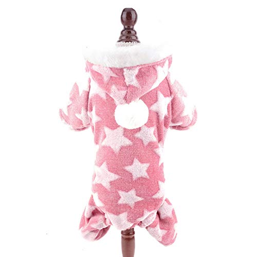 smalllee_Lucky_Store Haustier-Pyjama mit Kapuze, für kleine Hunde, Katzen, Fleece Strampelanzug,Sterne, warm, für Jungen und Mädchen,Herbst Winer,für Welpen,Yorkie, Chihuahua,kleine Hundekleidung von smalllee_lucky_store