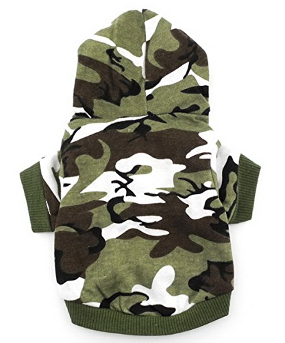 Smalllee_lucky_store Shirts für Hunde Kleiner Hund Kleidung für Jungen Camo Hoodie Shirt, grün L von smalllee_lucky_store