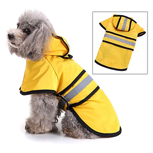 smalllee_Lucky_Store Regenjacke für Hunde wasserdicht Regenmantel mit Kaputze Hoodie, Loch für Leine reflektierendes leicht verstellbar für kleine mittel große Grosse von smalllee_lucky_store