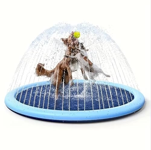 smallrun Pool für große Hunde, Spielmatte für Hunde, Pool für Kinder, Pool, faltbar, rutschfest, faltbar und tragbar, aus PVC, Blau, 100 cm von smallrun