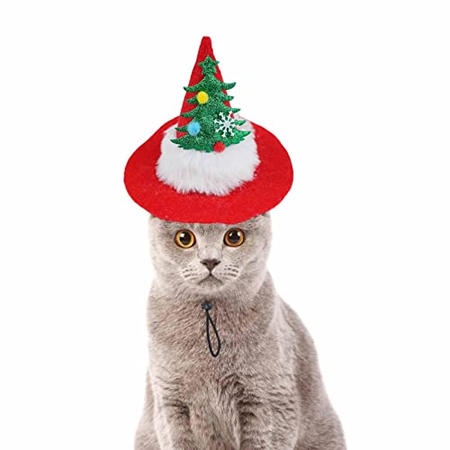 smashing Haustier-Weihnachtsmütze,Weihnachtsthema-Muster-Katzen-Weihnachtsmütze - Katzen-Weihnachtsmütze, Geburtstagsmütze für kleine und mittelgroße Welpen, Katzen mit verstellbarem Gummiband von smashing