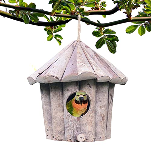 smashing Hölzernes Kolibri-Haus für Draußen - Kolibri-Häuser aus natürlichem Holz zum Aufhängen im Freien | Pet Cottage für Wren Swallow Sparrow Hummingbird Finch Houses von smashing