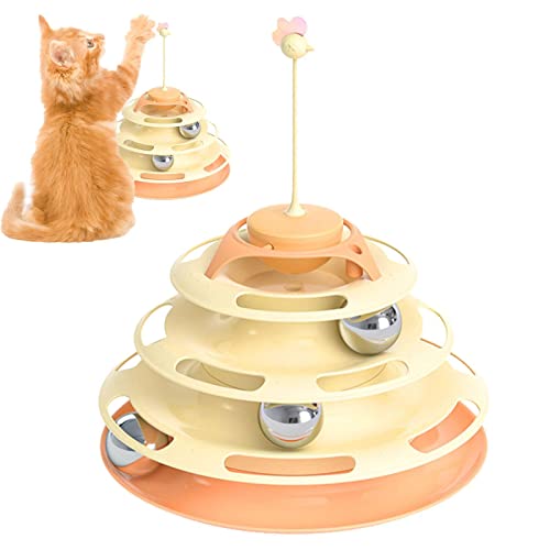 smashing Rollspielzeug für Katzen,4 Schichten Automatischer Rollturm Spielzeug Heimtierbedarf mit Roly-Poly | Interactive Turntable Cat Teaser Toys für Wohnzimmer von smashing