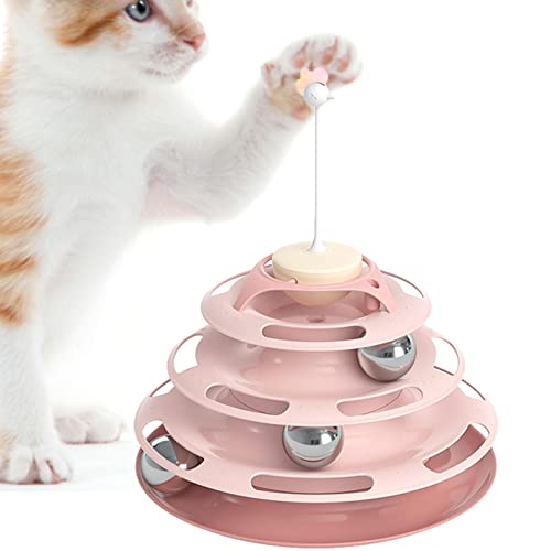 smashing Rollspielzeug für Katzen - 4 Schichten Automatischer Rollturm Spielzeug Heimtierbedarf mit Roly-Poly - Indoor Plaything Pets Teaser Ball Geschenk für Freunde, Familie von smashing