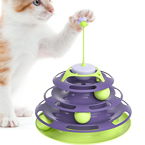 smashing Rollspielzeug für Katzen | 4 Schichten Automatischer Rollturm Spielzeug Heimtierbedarf mit Roly-Poly - Tragbarer Drehteller Katzenspielzeug Bälle Interaktives Spielzeug für Zuhause von smashing