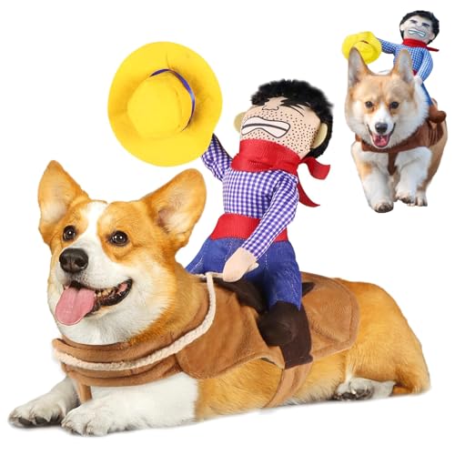 Cowboy-Kostüm für Hunde, lustiges Halloween-Kostüm, Katze, Cowboy-Ritter-Stil, Kleidung für kleine, mittelgroße und große Hunde (Größe M) von smileshot