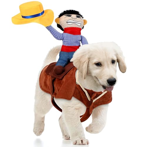 Cowboy-Kostüm für Hunde, lustiges Halloween-Kostüm, Katze, Cowboy-Ritter-Stil, Kleidung für kleine, mittelgroße und große Hunde (groß) von smileshot