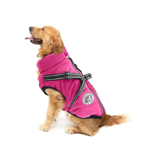 Hundekleidung für kleine Hunde, Hundemantel, wasserdichte Winterjacke, warme Weste, Hundekleidung, Hundemantel, warme Winterhundejacke mit Hundegeschirr, Größe XS, Rosa von snugget