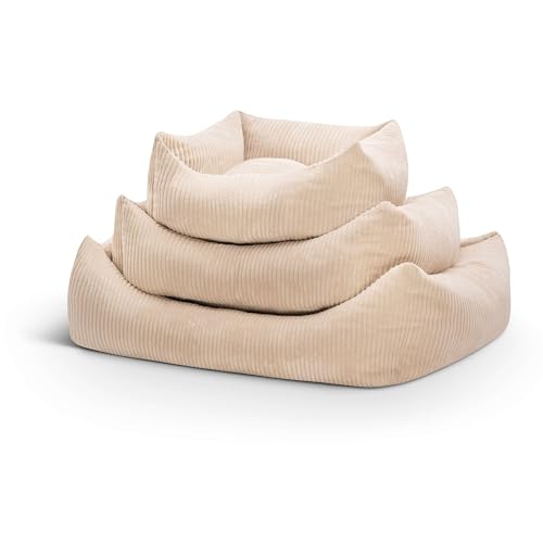 softwalls Orthopädisches Hundebett Cord - Hundekissen XXL - Hundekorb für große Hunde - Hundekorb - Hundecouch - Hundesofa | Creme (L) von softwalls