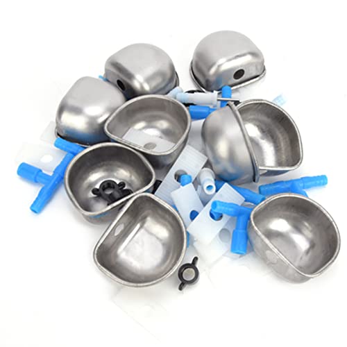 10 Set Edelstahl Haustierwasserschale, Kaninchentrinker aus Edelstahl, Trinkwasserschale, Metallbecher -Wasser -Kit für kleine Tiere, Haustiere, Fütterungszubehör (Aufeinanderfolgendes T -Shirt) von sojupcal