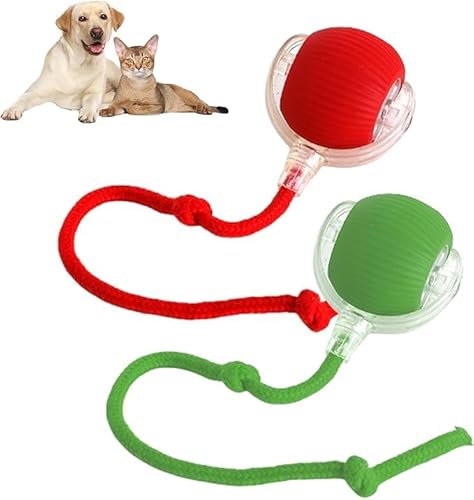 Interactive Rolling Dog Ball, Interactive Dog Smart Ball Toy, 360°Smart Automatic Rotating Rolling Ball for Dogs & Cats (Red+Green) von soluk