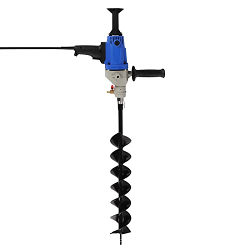 soudesileim Gartenbohrer Erdbohrer, 220V Erdbohrgerät mit 120mm Bohrer, Professional Akku-Erdbohrer, Bohrtiefe 80 cm (Blau,Doppelblatt Bohrer) von soudesileim