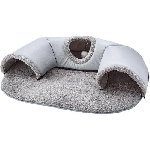 Katzenteppich Tunnel Spielplatz, 2-in-1 Katzentunnelbett mit abnehmbarer Matte, 75 cm x 55 cm Katzenteppich Tunnel Spielplatz, 2-in-1 Katzentunnelbett mit abnehmbarer Matte, 75 cm x 55 cm von sporful