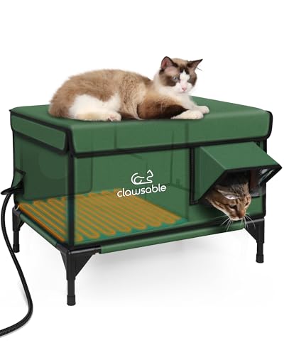 stohot Premium Beheiztes Katzenhaus für Außenkatzen, 100% wetterfest & winddicht, Fluchttür, erhöhter Boden, Winterisoliert, Feral Streuner, Outdoor Katzenhaus mit Heizung von stohot