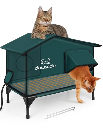 stohot Premium beheiztes Katzenhaus (dunkelgrün, 34,3 x 66 cm) von stohot