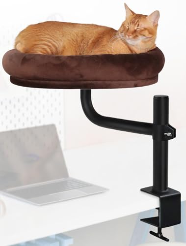 stohot Schreibtisch-Katzenbett für Indoor-Katzen, großes Katzenbett, Hängematte für Zuhause, Büro, Arbeitsplatz, mit verstellbarer Halterung und 360° drehbarem Arm, kleines, niedliches, erhöhtes von stohot