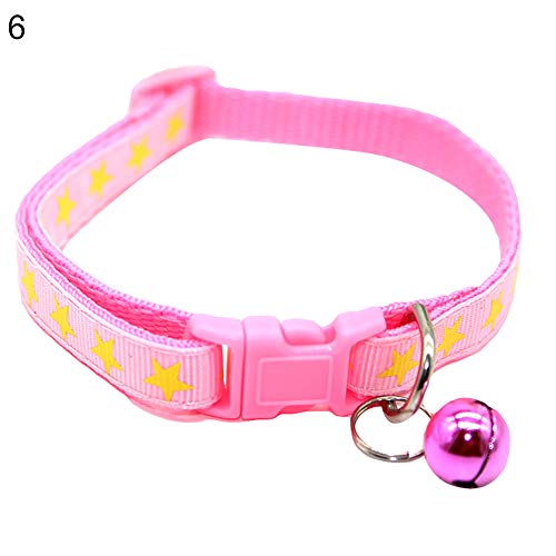 Strigemusimak Fashion Star Quick Release Buckle mit Bell Cat Dog Puppy Kitten Collar Halskette-Pink von strimusimak