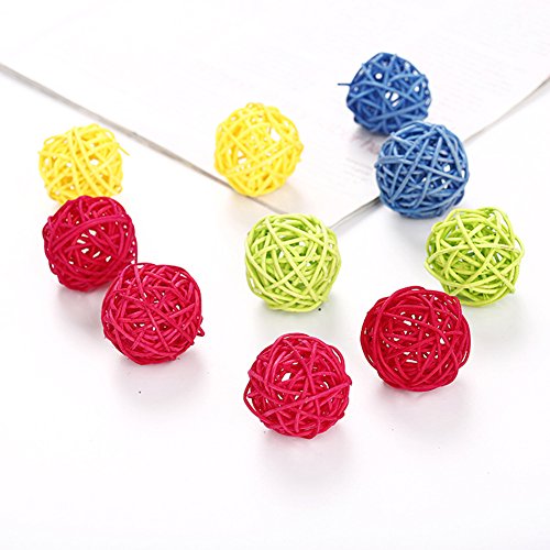 strimusimak 10Pcs Funny Kitten Cat Playing Toy Durable Candy Color Rattan Ball Pet Supplies - Random Color von strimusimak