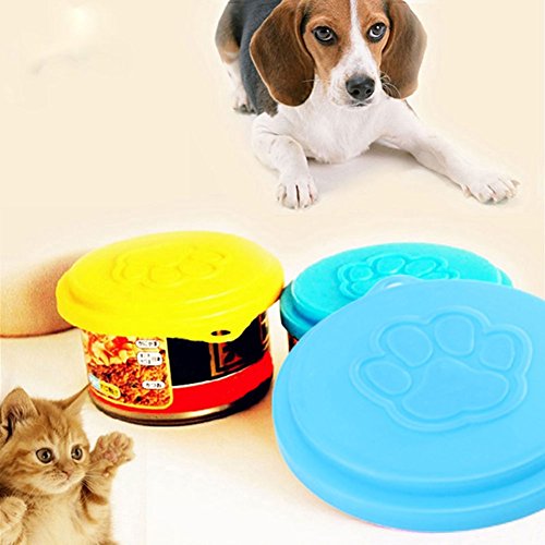 strimusimak 3Pcs/Set Reusable Pet Dog Puppy Food Can Tin Case Cover Cute Paw Pattern - Random Color von strimusimak