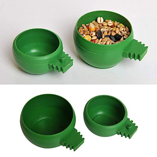 strimusimak Bird Feeding Bowl Food Water Plastic Round Cup Holder Parrot Pigeon Cage Feeder - Green L von strimusimak