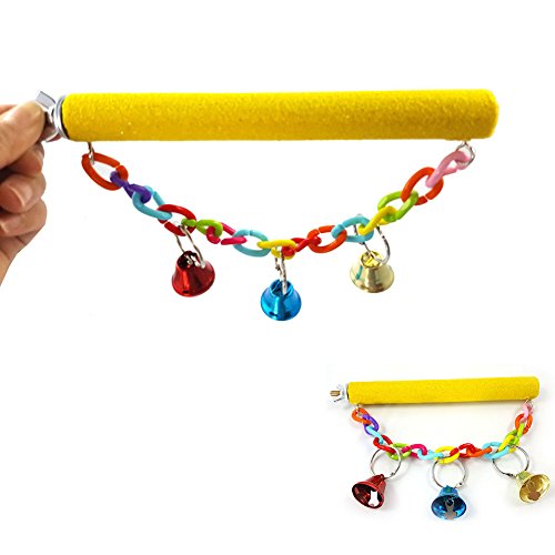 strimusimak Cute Bells Pendant Cage Mounted Frosted Parrot Standing Stick Chewing Pet Toy - Random Color von strimusimak