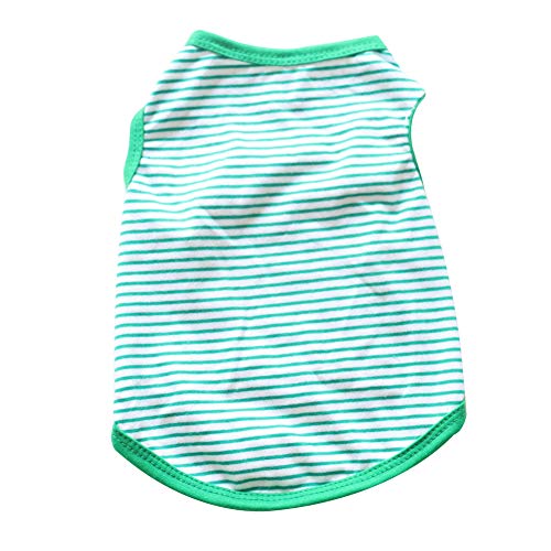 strimusimak Fashion Dog Pet Puppy Stripe Print Soft Cotton Sleeveless Clothes Vest Apparel - Green S von strimusimak