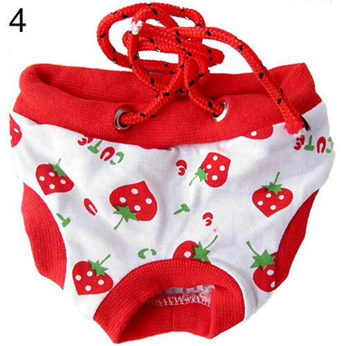 strimusimak Female Pet Dog Puppy Diaper Pants Physiological Sanitary Short Panty Nappy Underwear M/L/XL Red_Strawberry XL von strimusimak