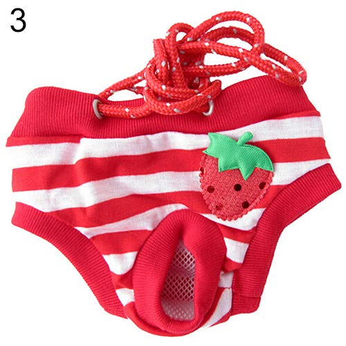 strimusimak Female Pet Dog Puppy Diaper Pants Physiological Sanitary Short Panty Nappy Underwear M/L/XL Red_Striped M von strimusimak