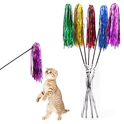 strimusimak Funny Bright Color Paper Pet Cat Kitten Tease Rod Wand Play Interactive Toy - Random Color von strimusimak