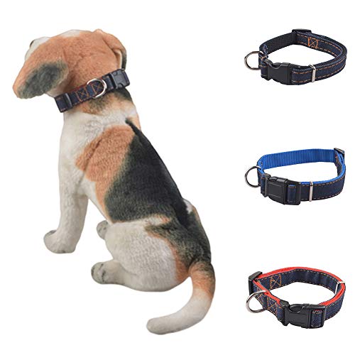 strimusimak Haustier Hund Denim Verstellbarer Kragen Schnalle D-Ring Hund Weiche Halskette Umhängeband Für Hund Welpen Liefert Blau LNone von strimusimak