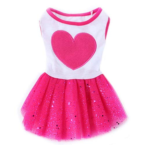 strimusimak Hund Kleid Rock Puppy Cat Rose Red Kleidung Liebe Herz Pailletten Gaze Tutu L von strimusimak