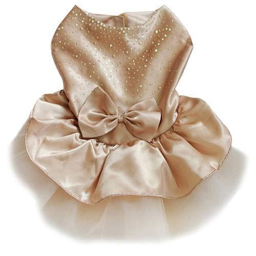 strimusimak Hund Welpen Bogen Gaze Tutu Kleid Rock Katze Pailletten Prinzessin Kleidung Bekleidung Pet Geschenk Champagne S von strimusimak