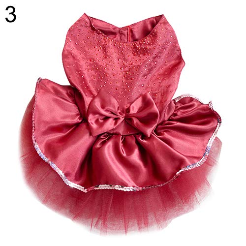 strimusimak Hund Welpen Bogen Gaze Tutu Kleid Rock Katze Pailletten Prinzessin Kleidung Bekleidung Pet Geschenk Dark Red S von strimusimak