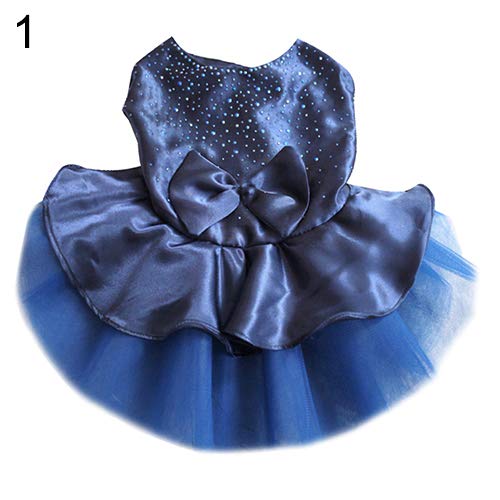 strimusimak Hund Welpen Bogen Gaze Tutu Kleid Rock Katze Pailletten Prinzessin Kleidung Bekleidung Pet Geschenk Navy Blue L von strimusimak