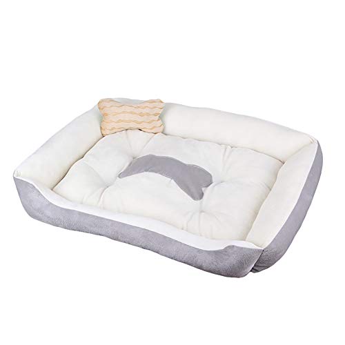 strimusimak Niedlichen Knochen Hund Katze Zwinger Nest weiche warme Schlaf Kissen Bett Rechteck Haustier Geschenk Grey + Beige M von strimusimak