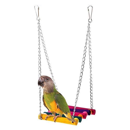 strimusimak Pet Bird Parrot Parakeet Budgie Cockatiel Wooden Cage Hammock Swing Hanging Toy von strimusimak