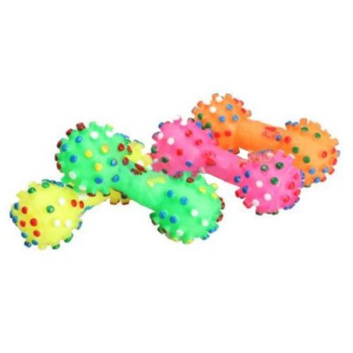 strimusimak Pet Chew Toy Soft Small Rubber Bone Squeaky Toy Colorful Dot for Puppy Dog Cat von strimusimak