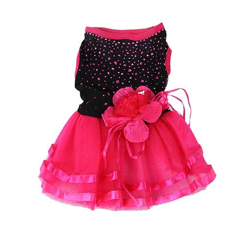 strimusimak Pet Dog Rose Flower Gauze Tutu Dress Skirt Puppy Cat Princess Clothes Apparel - S von strimusimak