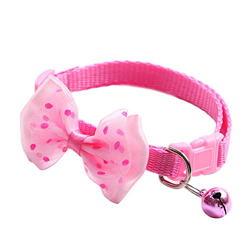 strimusimak Pet Halskette Verstellbares Punkt Druck Bowknot Pet Halskette Punkt Print Bowknot für Welpen Rosa von strimusimak