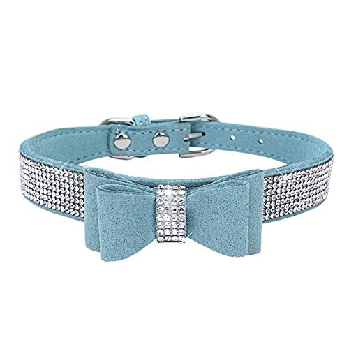 strimusimak Puppy Cat Bling Halskette Strass Hundebowknot Kragen Light Blue S von strimusimak