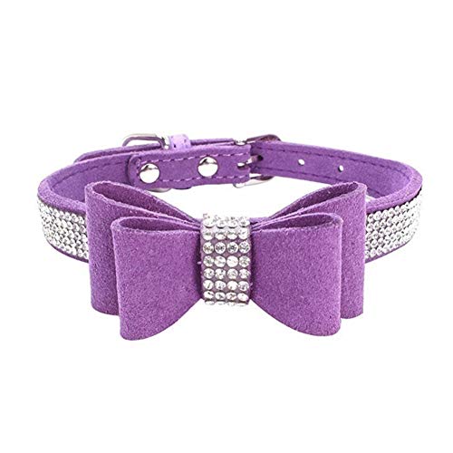 strimusimak Puppy Cat Bling Halskette Strass Hundebowknot Kragen Purple XS von strimusimak